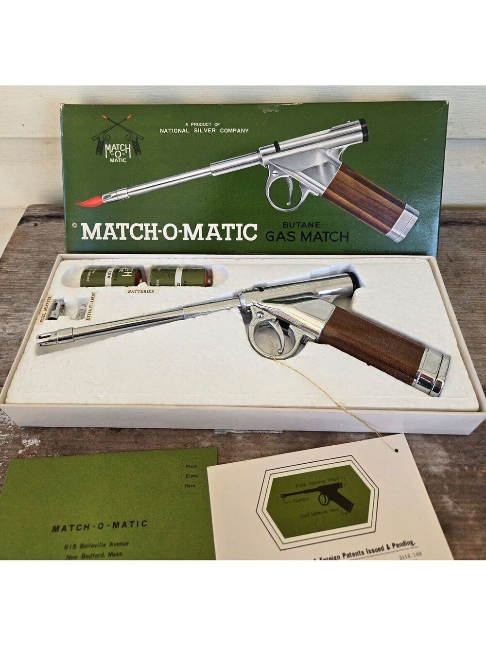 Match-O-Matic gas match with box and paperwork, unused, untested